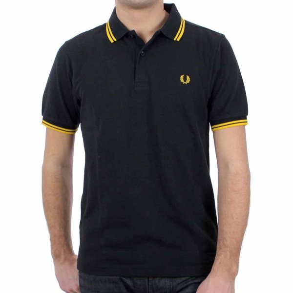Fred Perry - Polo Slim Fit Twin Tipped - Nero/ Giallo - Spezialist in  Vintage Fußball Trikots, Retro Trikots und Retro Mode.