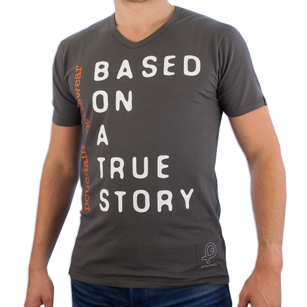 Immagine di Pouchain - True Story V-neck T-shirt - Grigio