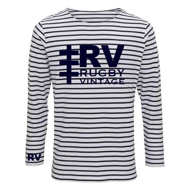 Immagine di Rugby Vintage - Brand Logo Longsleeve T-Shirt - Navy/Bianco