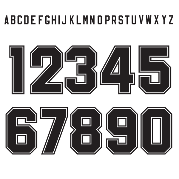 Immagine di Retro Block Keyline Lettere e Numeri - Nero