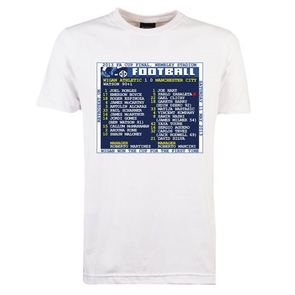 Immagine di TOFFS - T-Shirt FA Cup Final 2013 (Wigan Athletic) Retrotext - Bianco