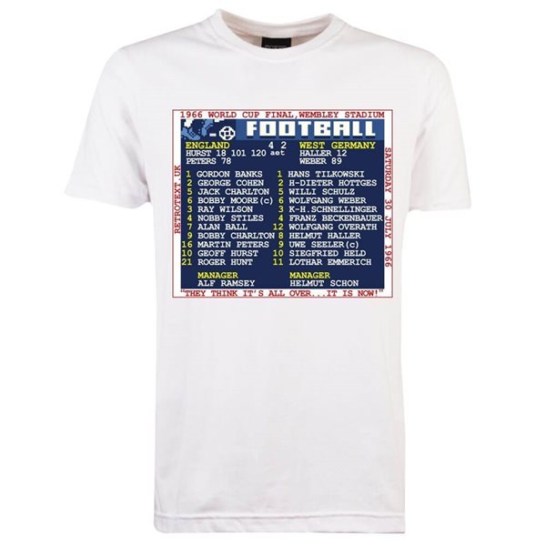 Immagine di TOFFS - T-Shirt Coppa del Mondo 1966 (Inghilterra) Retrotext - Bianco