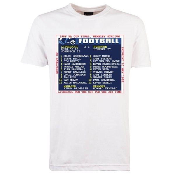 Immagine di TOFFS - T-Shirt FA Cup Final 1986 (Liverpool) Retrotext - Bianco
