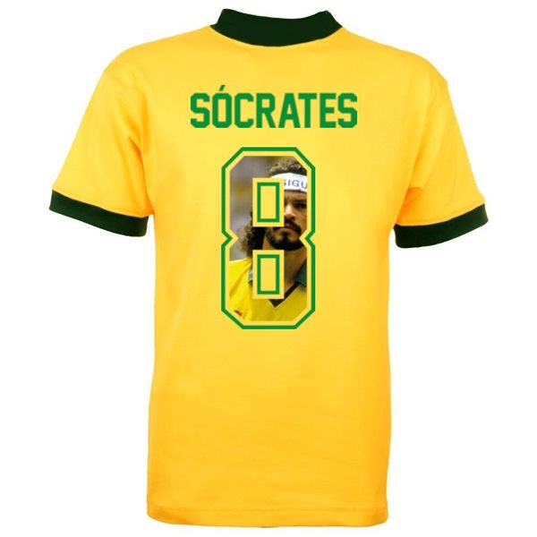 Brazil Retro Shirt World Cup 1982 + Socrates 8 (Photo Style)