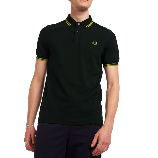 Fred Perry - Twin Tipped Polo Shirt - British Racing Green/ Citron