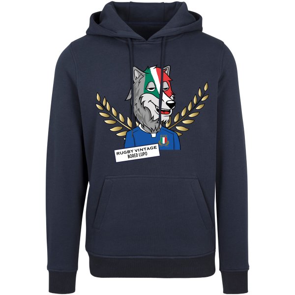 Rugby Vintage - Italië 'Bored' Lupo Hoodie - Navy