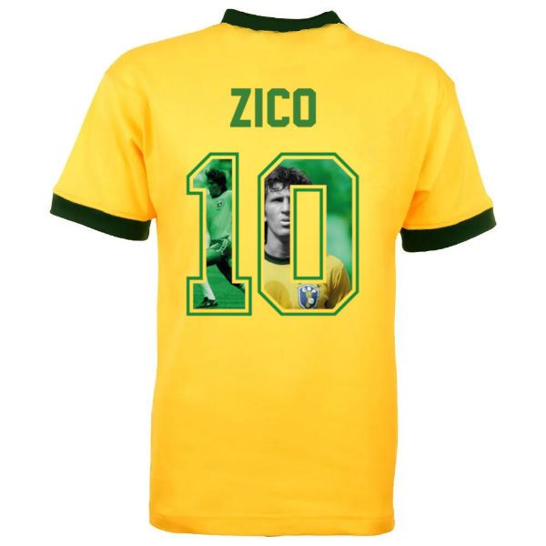 Brazil Retro Shirt World Cup 1982 + Zico 10 (Photo Style)