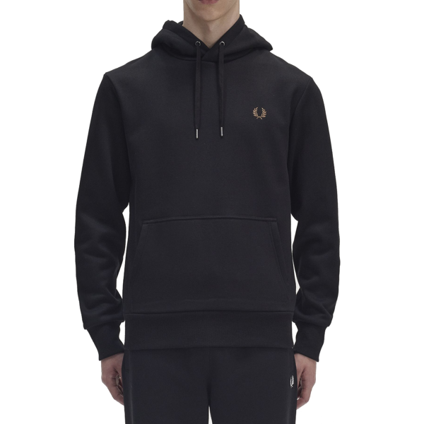 Fred Perry - Graphic Large Laurel Wreath Print Hooded Sweatshirt - Black