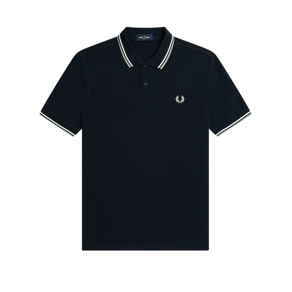 Fred Perry - Polo Shirt Twin Tipped - Navy/ Snow White/ Seagrass ...