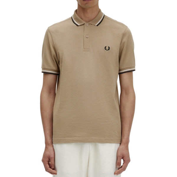 Fred Perry - Twin Tipped Polo Shirt - Warm Stone/ Snow White/ Black