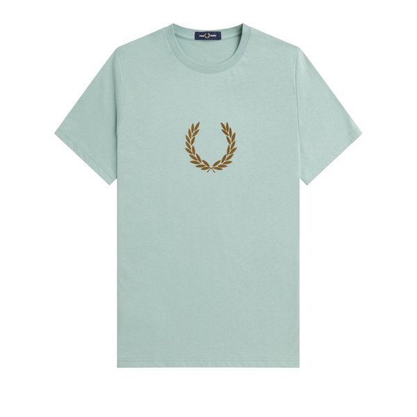 Fred Perry - Flocked Laurel Wreath T-Shirt - Silver Blue