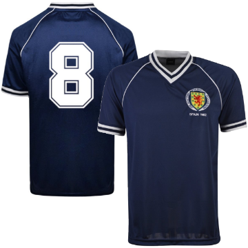TOFFS - Scotland Retro Football Shirt WC 1982 + Number 8 (Dalglish) TOFFS - Scotland Retro Football Shirt WC 1982 + Number 8 (Dalglish)